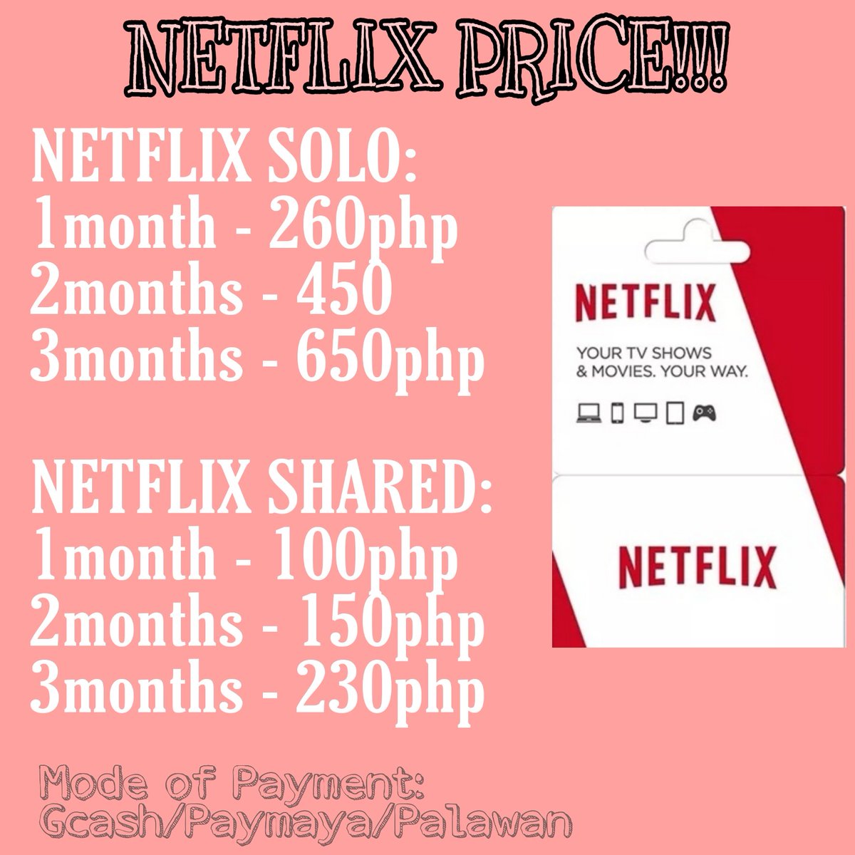 NETFLIXPH16's tweet image. Netflix for sale!
