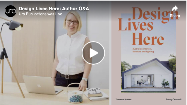 I had a great chat last Friday with author <a href="/PennyCraswell/">Penny Craswell</a> about her fantastic new book Design Lives Here, which captures Australian design objects right at home, in Australian architecture &amp; interiors! Watch the video of the interview online here: uropublications.com/blogs/news/wat…