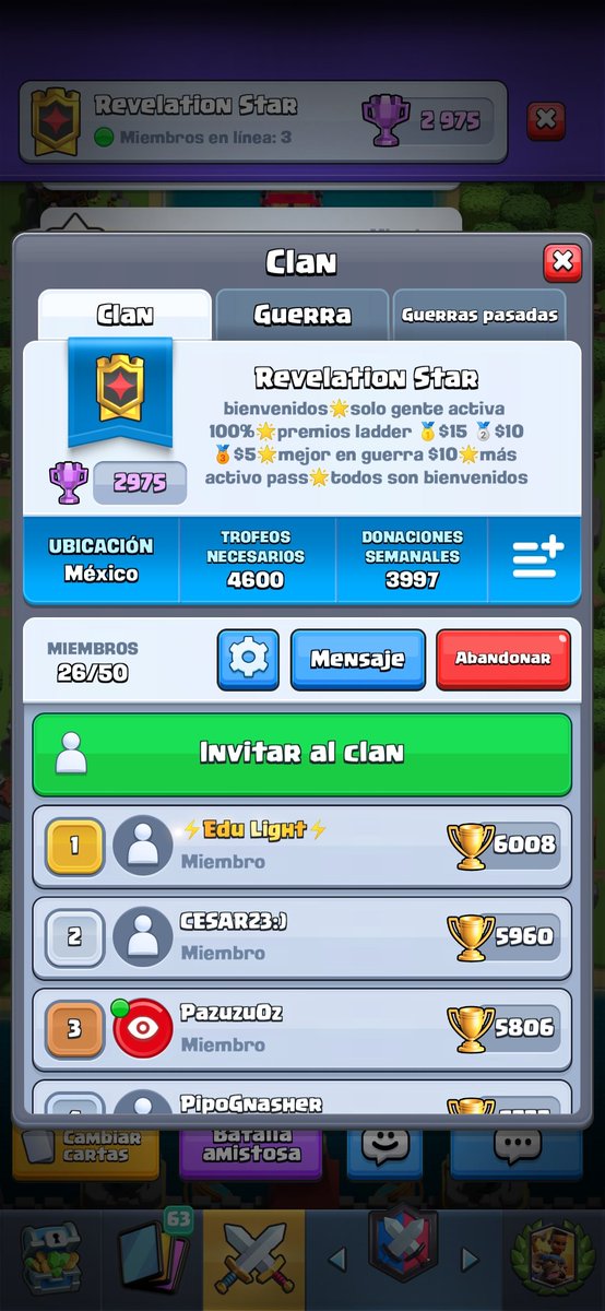 Fibi Star (@lilianseurs) on Twitter photo Revelation Star busca gente 100% activa +5600 ofrecemos torneos, rifas, premios en ladder y guerras, interesados enviar md Revelation Star busca gente 100% activa +5600 ofrecemos torneos, rifas, premios en ladder y guerras, interesados enviar md
