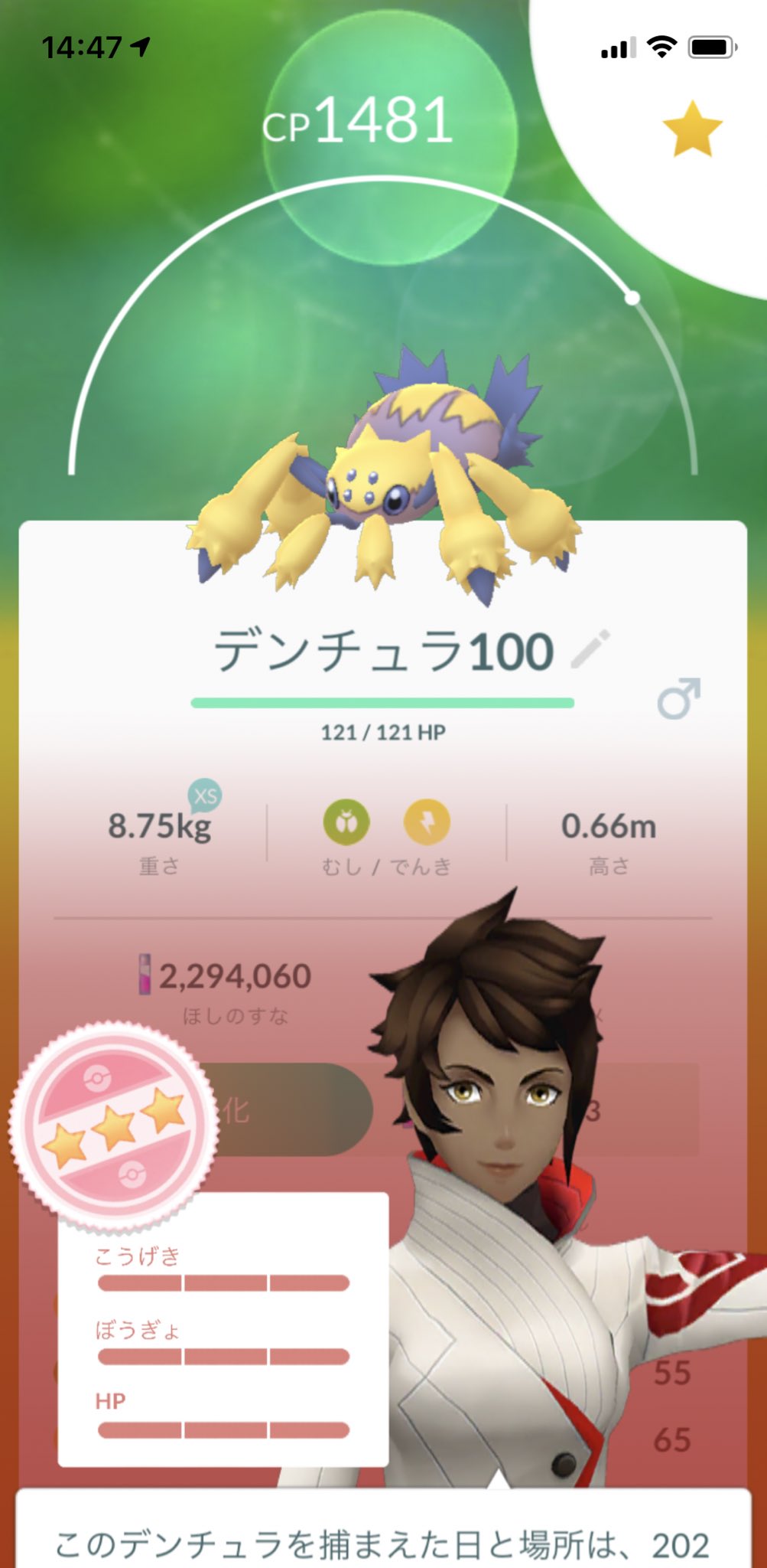はもにゃん ねぶた参戦 バチュル可愛いくて好きなんだけど どうしてもデンチュラが 昔おじいちゃん家にいた巨大な子に 見えてしまって恐怖でして 笑 進化悩んだけど100だししたの Pvp活躍しそうで嬉しい 新技とびかかる覚えさせて 開放もし