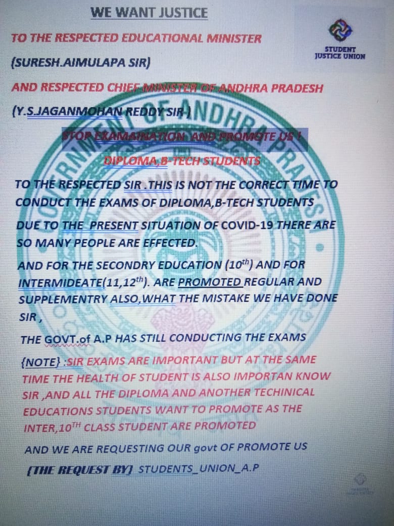 i_am_SaiChethan's tweet photo. Have a look
#CancelAPDiplomaExams https://t.co/faxKm3A1Qz