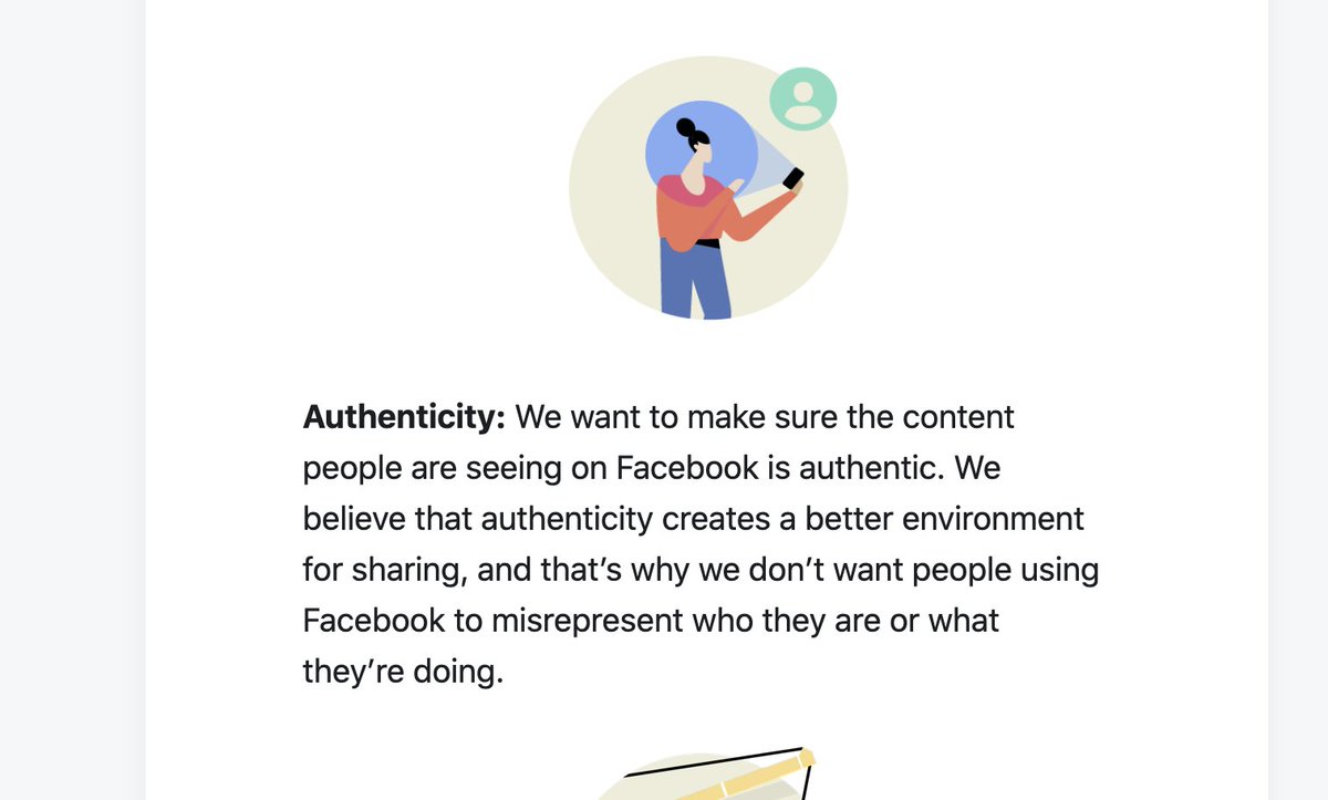 Facebook's community standards document ( https://www.facebook.com/communitystandards/) includes: 3/