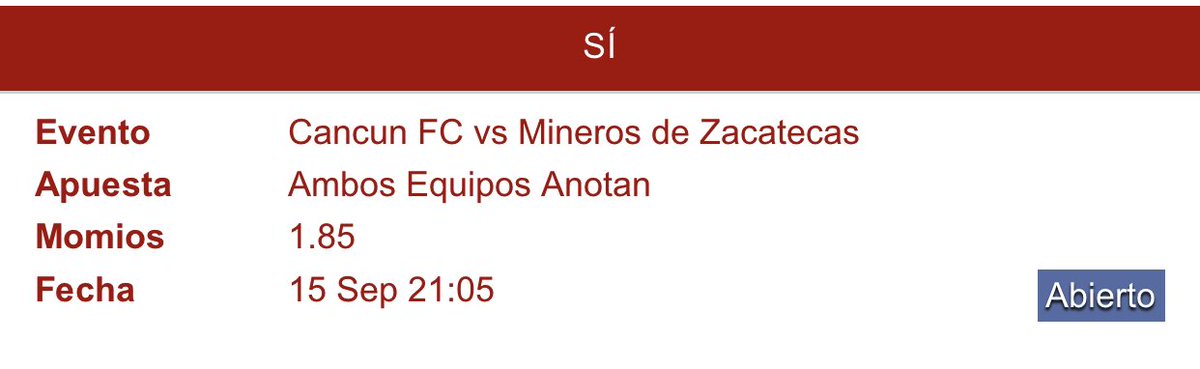 MrPICKolo's tweet photo. Pues vamos a apostarle a la @LigaMXExpansion, el partido comienza en 20 minutos. Me gustaba para AA y O2.5 aunque los momios digan lo contrario, pero vamos suave con el puro AA gente.
🤞🍀
#FreePick #FreeTip #LigaExpansiónMX #SportsBet #ApuestasDeportivas #PicksMX https://t.co/5DK8yLn0Ji