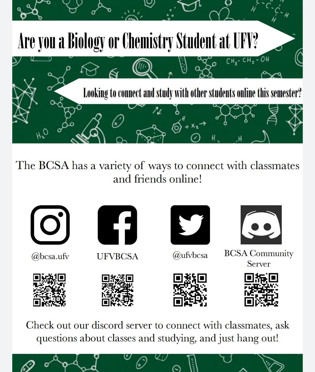 UFV Biology and Chemistry Student Association tweet media
