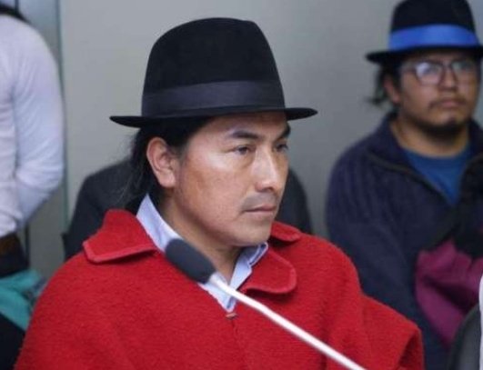 Líder indígena Leónidas Iza, del Movimiento Indígena y Campesino de Cotopaxi (MICC)