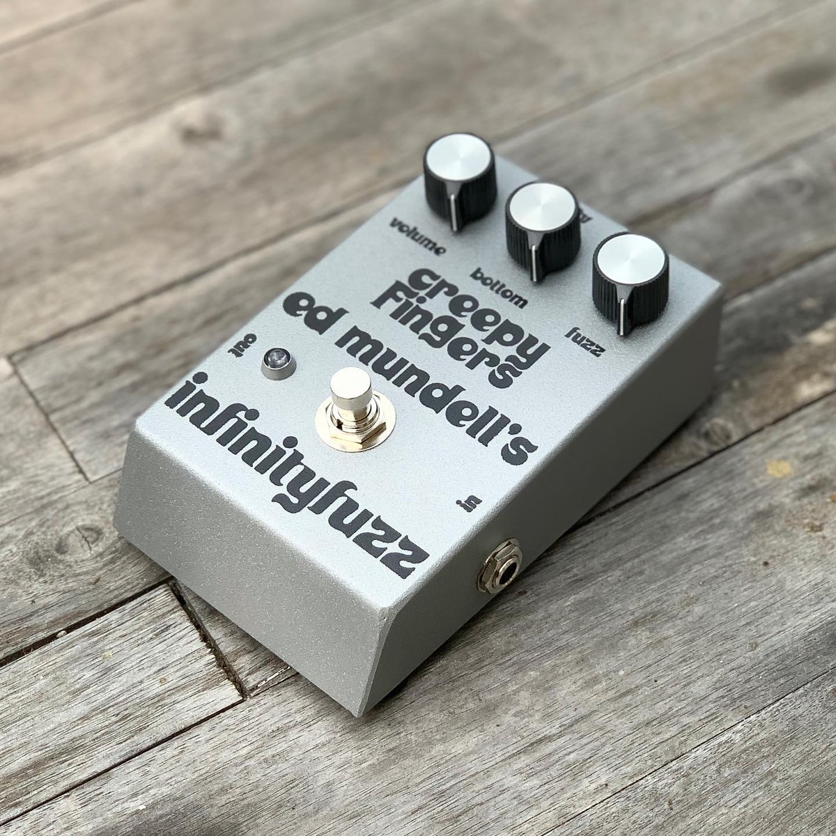 Coming late Sept! New &amp; improved! Ed Mundell’s signature fuzz pedal The Infinity Fuzz! Hybrid silicon &amp; germanium fuzz face style w/ adjustable bottom end. Lots of output. Sweet clean up w/ the volume control. Go from a tight lows to full wool w/ the bottom control.