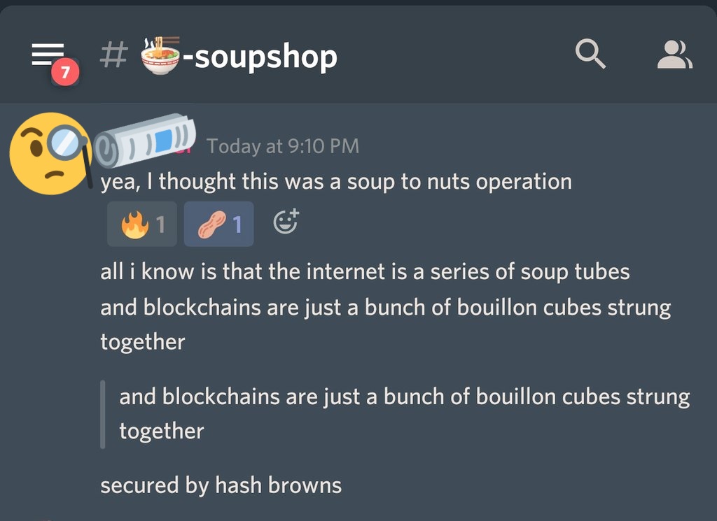 This is the kind of Deep Work currently happening in the inner circle of the Guild #SoupShop 🥫👨🏽‍🏭 HT / reddit.com/r/copypasta/co…