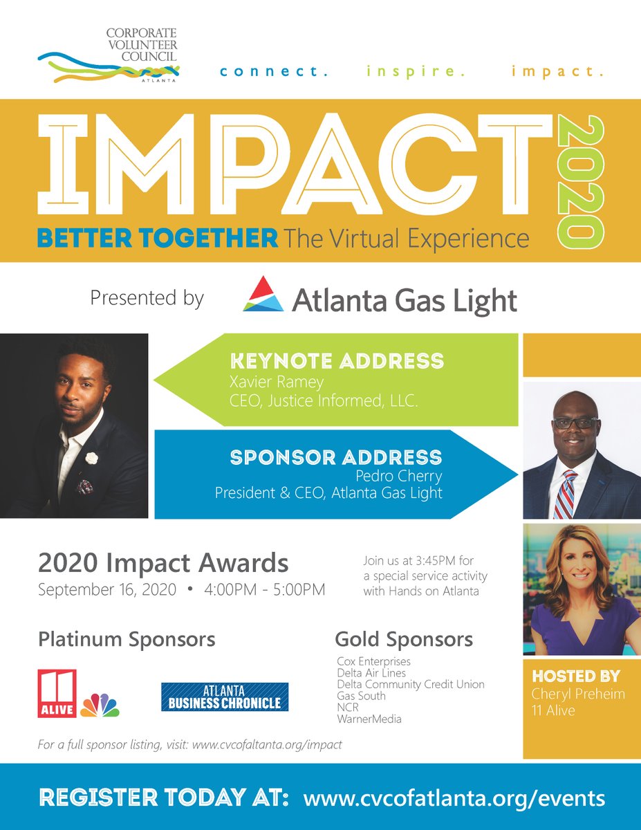 CVCofAtlanta's tweet photo. Congratulations to our #CVCIMPACT2020 Finalists in the Social Justice IMPACT category: @GasSouth and @SouthernCoGas. Learn more and register for tomorrow's program: https://t.co/o9rAS4XFur. https://t.co/RGRk3OV8R8