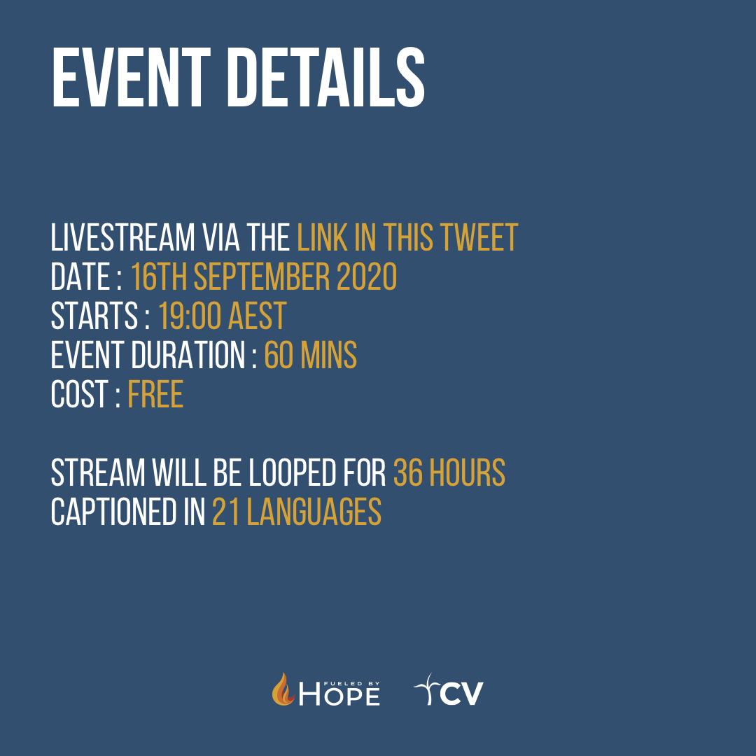 cvglobal_'s tweet photo. Nick Vujicic, Francis Chan, Phil Cooke... these are only 3 names out of the many speakers that will encourage you in the Fueled By Hope Livestream. Join today at 19:00 AEST. Access the live stream here: 
https://t.co/9ywn9V28O8 

#CVNews #FueledByHope https://t.co/RYxXNipVeF