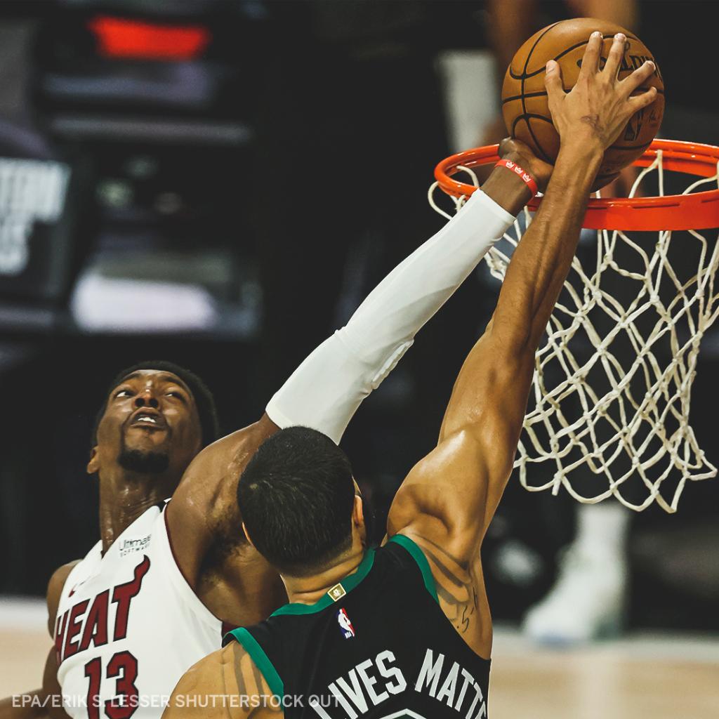 espn's tweet photo. Two of the best blocks in Heat playoff history 🖐

@Bam1of1 | @KingJames https://t.co/aD5TFkumQC
