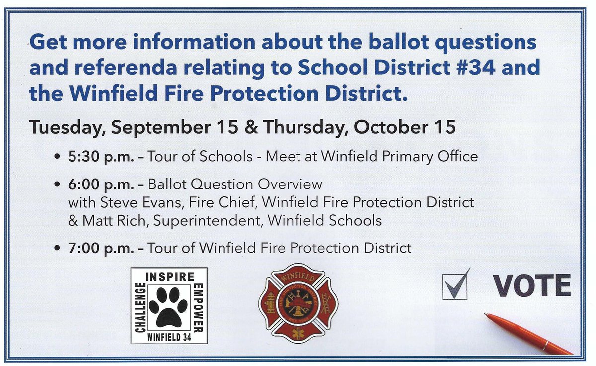 emtibble's tweet photo. Good info at the meeting tonight. Next one 10/15! Mark your calendar to learn about the Winfield School District 34 and Winfield Fire district referenda on the November ballot. In the meantime, be jealous of my photo! 
#winfield34  #SaveWinfieldFire #InvestInEducation #voteyesd34 https://t.co/gGauEreZC5