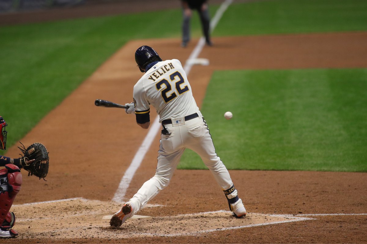 MLBStats's tweet photo. The @Brewers have scored 18+ runs multiple times in a week for the first time in franchise history. https://t.co/8oIVAN7KDr