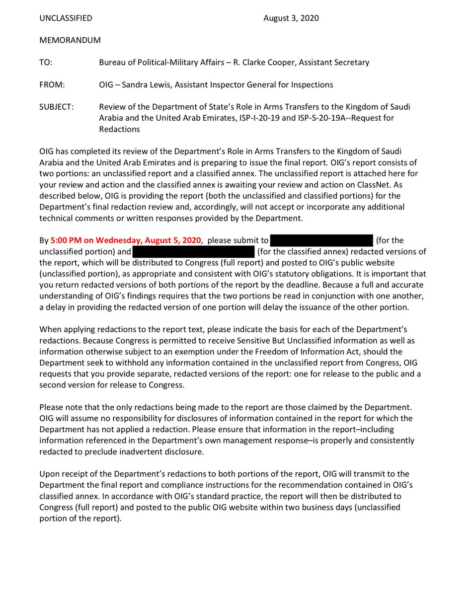 Cooper & Pompeo need to be taken to serious task Cooper recommends that the OIG should “consider removing” the entire section on civilian casualties “from the unclassified report in order to allow that Report to be finalized, briefed to Congress, and released to the public.”