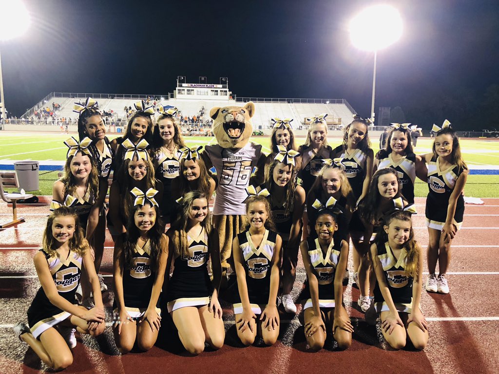 Hope everyone enjoyed seeing our amazing new Cougar Mascot hyping up the crowd tonight with our CHMS Cheerleaders! 💛#wevegotspirit #wearechristiana