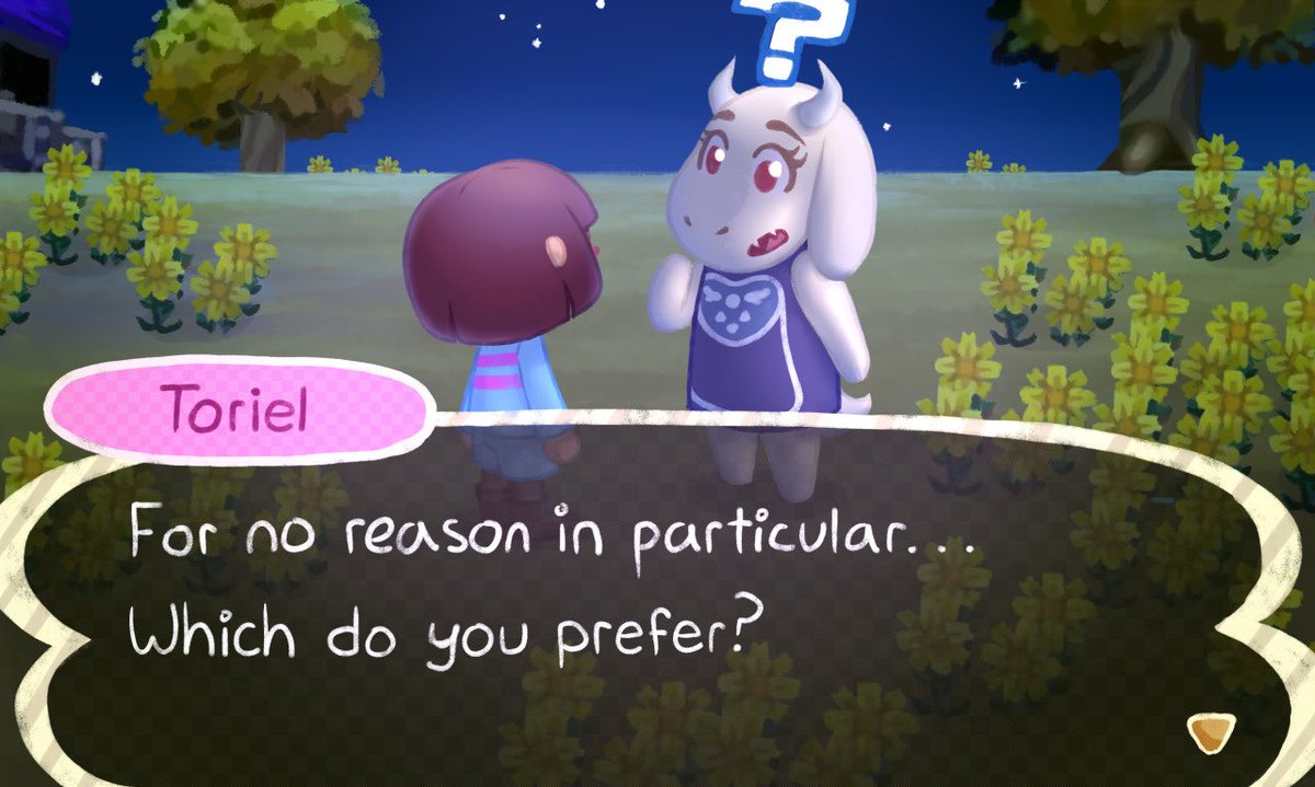 gilwingArt's tweet photo. Undercrossing!! I drew this back in this back in the new leaf days. More than a few of Toriel’s lines reminded me of villager dialogue! https://t.co/WD8dsqxjZx