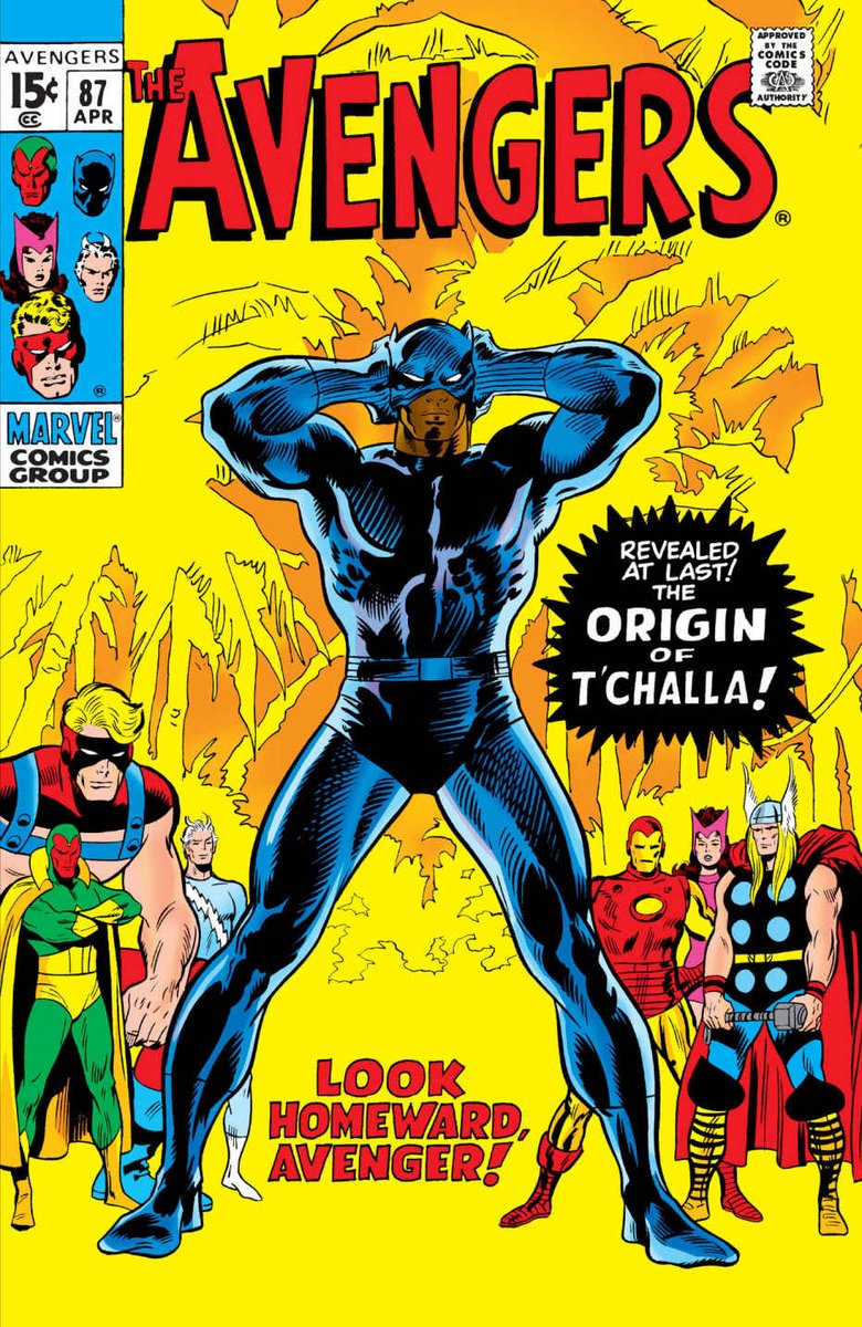 First appearance of Black Panther:Fantastic Four #52 https://www.amazon.com/dp/B00ZO1Y75O  Origin Story of T'Challa/Black Panther:Avengers #87 https://www.amazon.com/dp/B00ZO0GYQK 