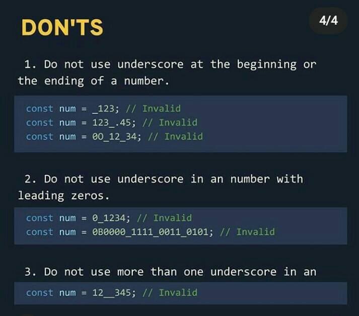 achakraH's tweet image. Numerical separators in JavaScript #javascript #javascriptinterview
