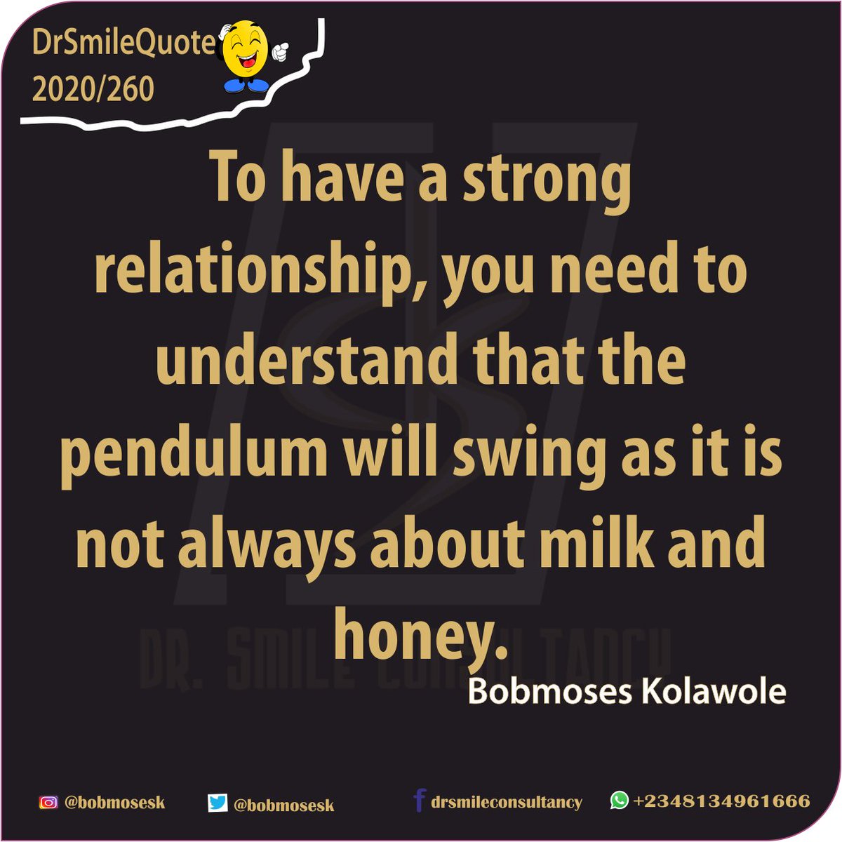 bobmosesk's tweet photo. #DrSmileQuote
#2020/260
#holyspiritinspires
#ItsaboutRelationship
#makeitwork
#StayCommitted
@bobmosesk @minister_grace https://t.co/l1EFbICbou