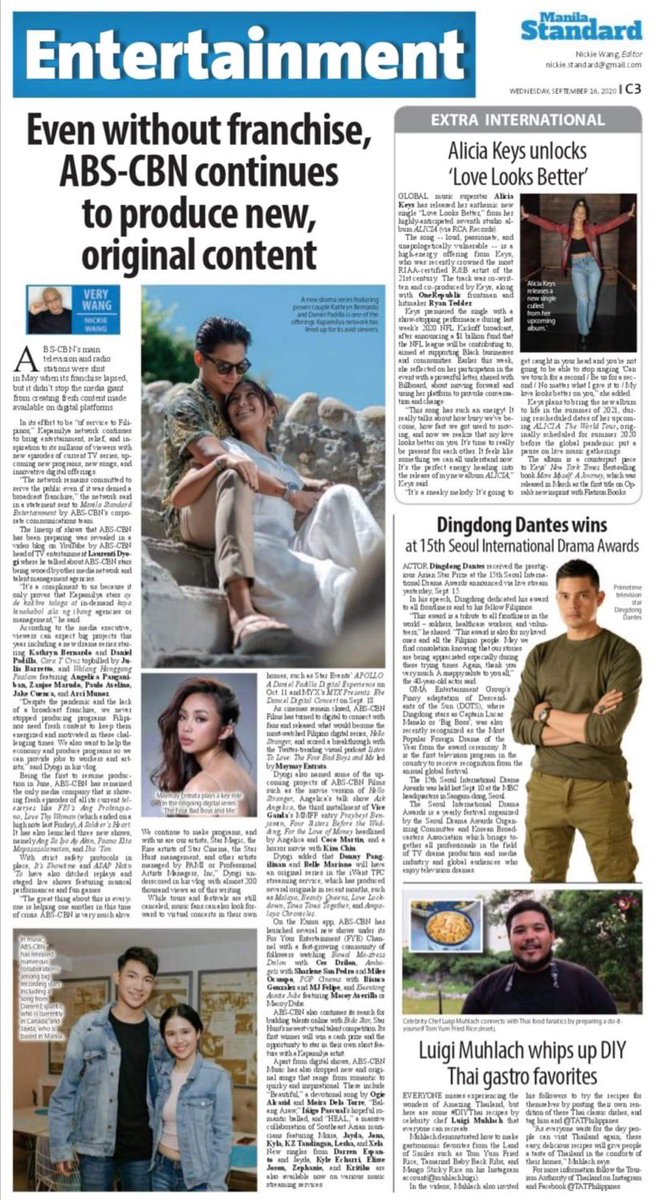 Today's VERY WANG and #MSEntertainment page. For more, visit our website manilastandard.net/showbitz.html #KathNiel #MaymayEntrata #Jayda #DarrenEspanto #DingdongDantes