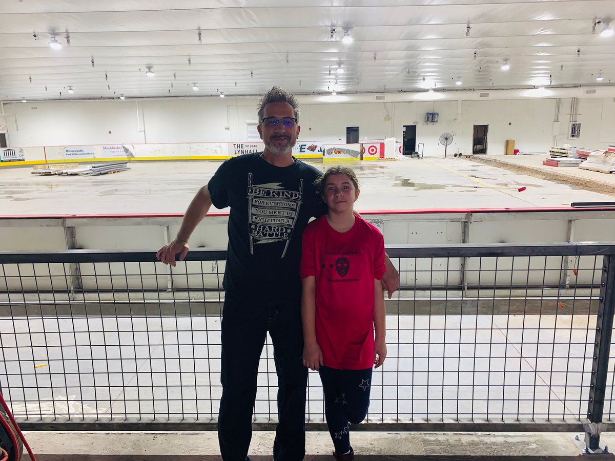Coyotes_CIC's tweet photo. A few special visitors stopped by to check our progress on the rink today.  Autumn who is a goalie for the Kachinas and her Dad Jay. 
#howlyeah🏒
#alwayswelcome😁
#gettingclosereveryday🧊 https://t.co/2KY9n68xIO