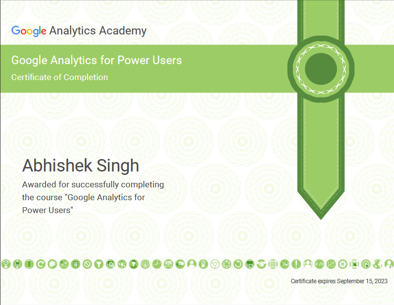 iamsabern's tweet photo. My Google Analytics Academy Certificate for "Google Analytics for Power Users". #iamsabern
#Google #Analytics #AnalyticsAcademy #AnalyticsCertification
#SEO #SearchEngine #DigitalMarketing https://t.co/2OWd5PKCXE