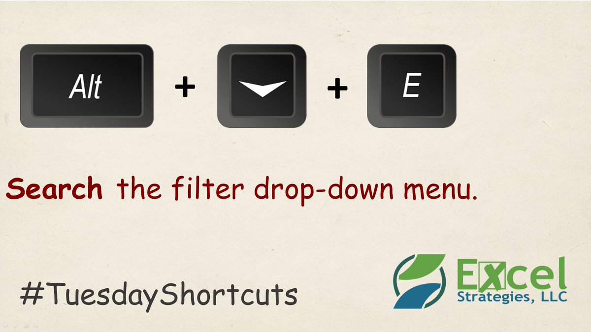 ExcelStrategies's tweet photo. ๐ผ๐๐ + ๐ฟ๐ค๐ฌ๐ฃ ๐ผ๐ง๐ง๐ค๐ฌ + ๐ - Search @MSExcel's filter drop-down menu
#TuesdayShortcuts #MSExcel #Excel #ExcelShortcuts #Shortcuts #ShortcutKeys #MicrosoftExcel #SpreadsheetSecrets #ExcelTips #ExcelTricks #Tips #Tricks #Microsoft #HowTos #
#ExcelStrategies https://t.co/wttngEBUN2