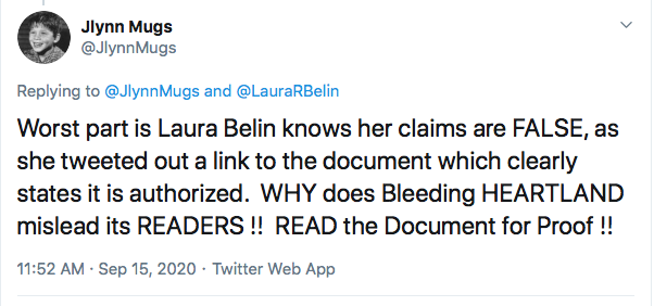 While not claiming to speak directly for  @IAGovernor's office,  @jlynnmugs waged a spirited defense of Reynolds actions. He cited a document I had quoted from and published in full in my original post, claiming I had misled readers about it. 20/