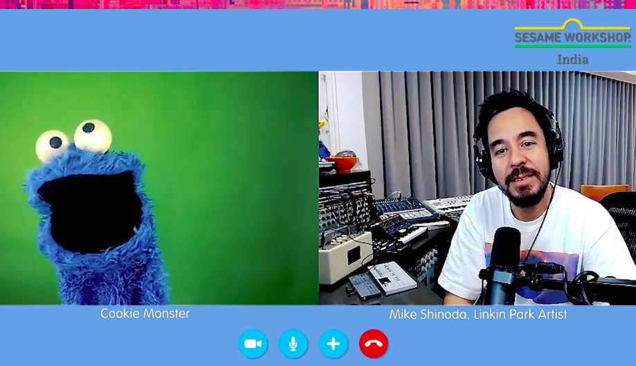 mattersasia's tweet photo. Just two guys talking about cookies and music @mecookiemonster @mikeshinoda #matters20 https://t.co/jePOMc612Y https://t.co/9dPXc4ZD9q