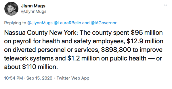 . @jlynnmugs is still tweeting out facts about New York state. These all look like actual "necessary expenditures incurred due to the public health emergency."Can we say the same about work of the governor's chief of staff, public relations manager, comms director? 26/