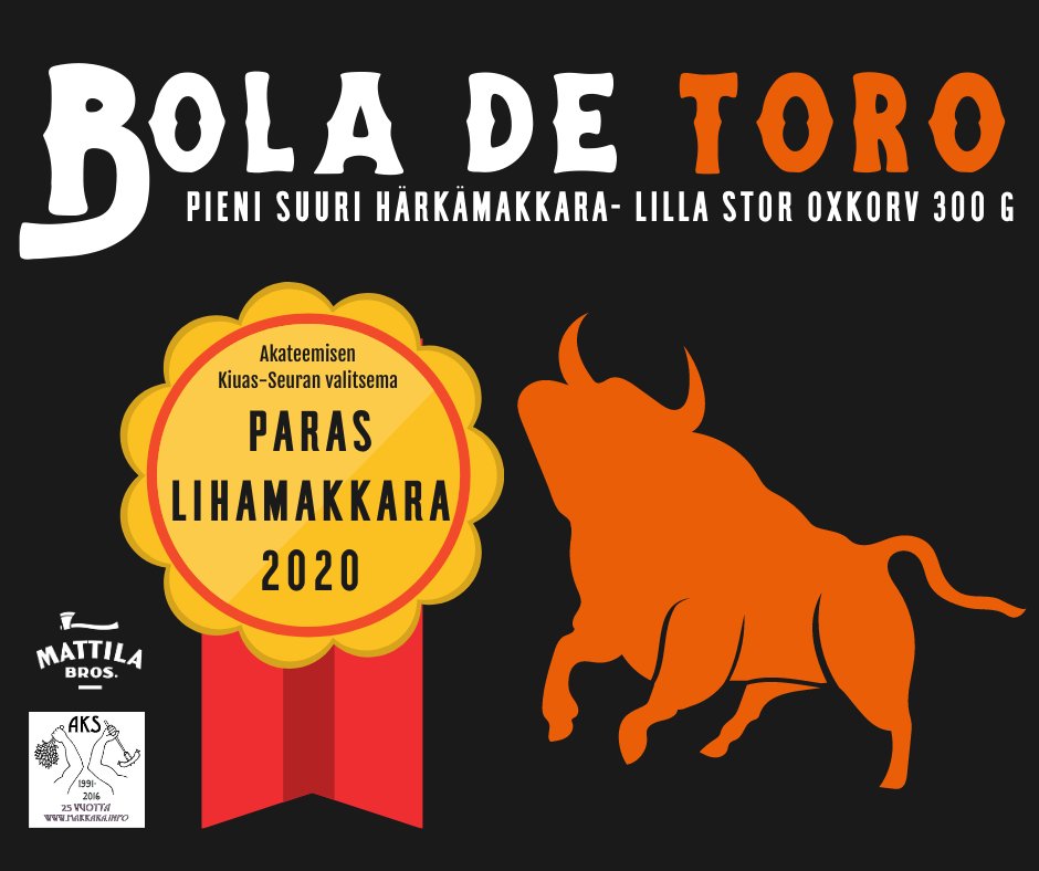 Mattila jälleen palkittujen joukossa Akateemisen Kiuas-seuran toimesta! Nöyrä kiitos kunniasta! 🤗 #paraslihamakkara2020 #boladetoro