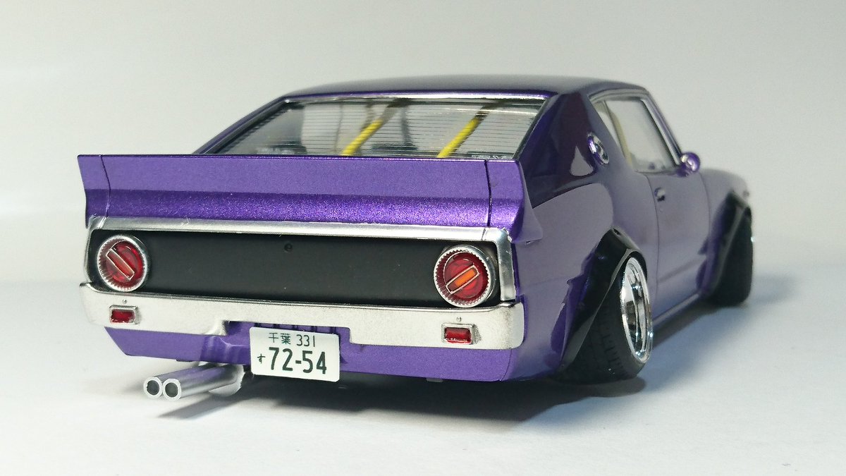Yos R33gt Rと平行して作っていたアオシマのケンメリ2ドア も完成しました R33とはまるで方向性が違います 笑 が Lbケンメリ2ドア初代仕様をベースに自分好みの仕様にしています パープルメタリックの ケンメリ2ドアも作ってみたかったんですよね 笑