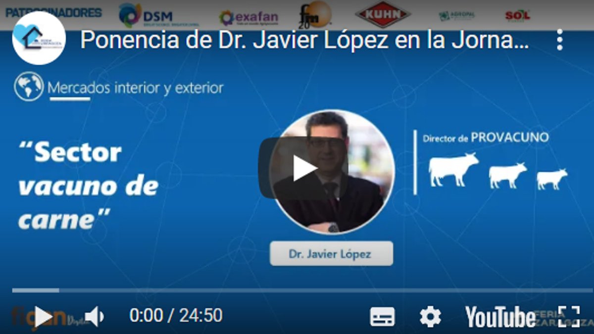 No te pierdas la ponencia del Dr. Javier López,Director de @Provacuno donde nos habla de la actualidad y evolución de los mercados del VACUNO DE CARNE 👉https://t.co/W4e7J9ZTPh .Grabación de la Jornada Técnica Online"Perspectiva de los mercados pecuarios". @feriadezaragoza https://t.co/IGAxgs4GRJ