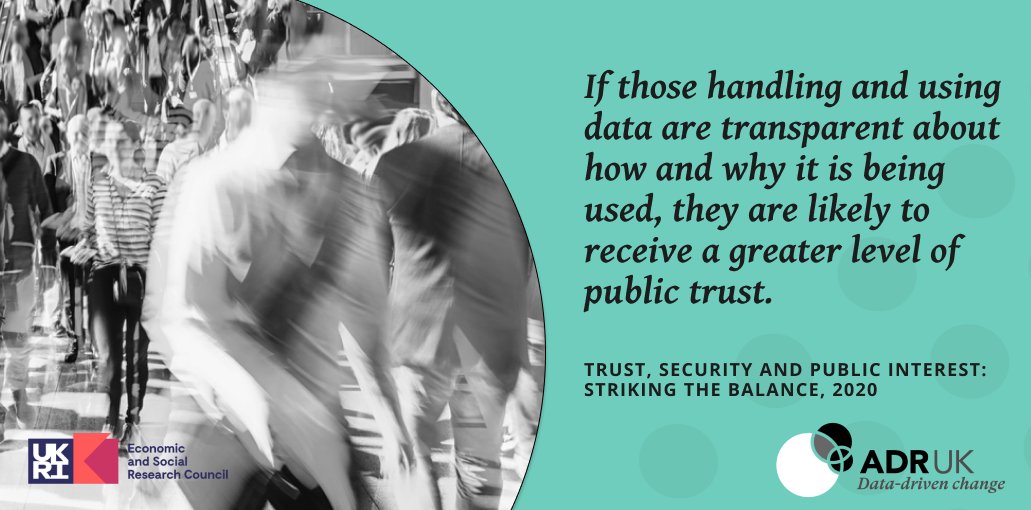 adr_uk's tweet image. Today our Comms Manager Lizzie Waind will present Trust, Security &amp;amp; Public Interest: Striking the Balance, her work on public attitudes towards the use of #AdministrativeData in research, at #DataForPolicy2020. Here is the exec summary: bit.ly/32zMk6o #DataDrivenChange