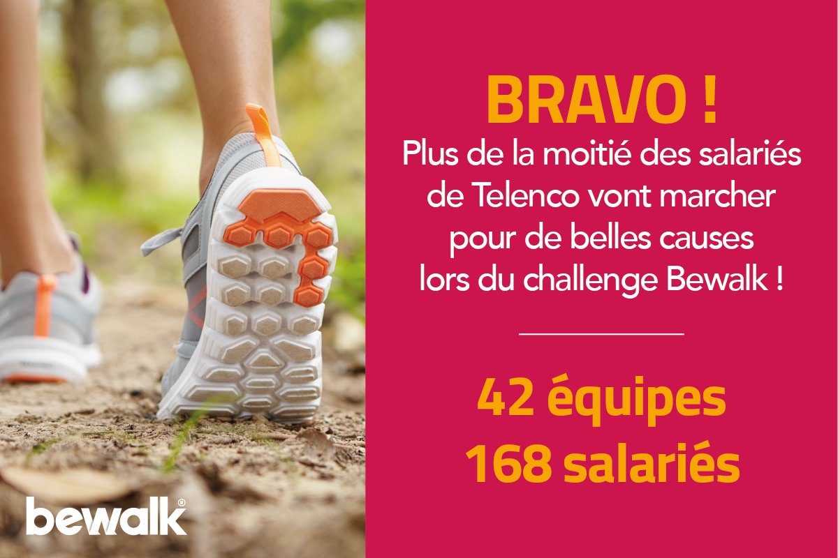 TelencoGroup's tweet photo. Du 6 au 12 octobre, les salariés de Telenco participent au @Challengebewalk ! 

🕐Une semaine de challenge par groupe de 4 
👟Objectif : faire le plus de pas
🏆Récompense à la clé 

1000 pas = 1€ aux @EnfantsOvale et au fonds de dotation du @FCGrugby !🏉 #bewalk https://t.co/UyZ1p456wi