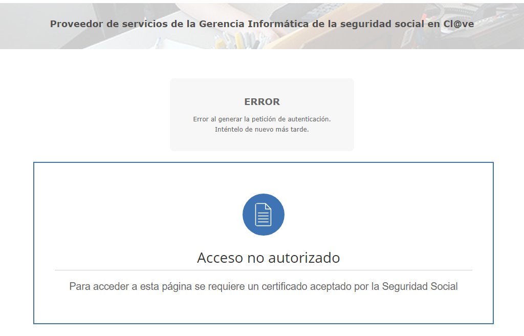 Ingenio_2010's tweet image. seg-social.es no reconoce ni certificados de la FNMT ni autenticaciones de cl@ve... surrealismo de lo público #clave #horrorcode #deudatecnica #sistemasinformaticos #software #segsocial