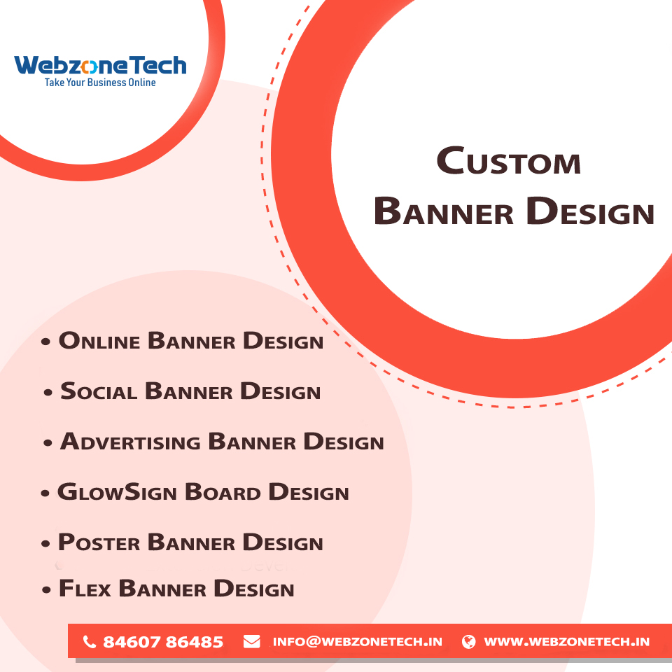 WebzoneT's tweet image. We offer various range of high-quality *banner design service* solutions to cover your requirements &amp;amp; save your precious time as well. 
For more details and order contact us on ☎️ 84607 86485 or 📩 info@webzonetech.in
💁‍♀️💁‍♀️ bit.ly/2FyaDcc
#bannerdesign #custombannerdesign