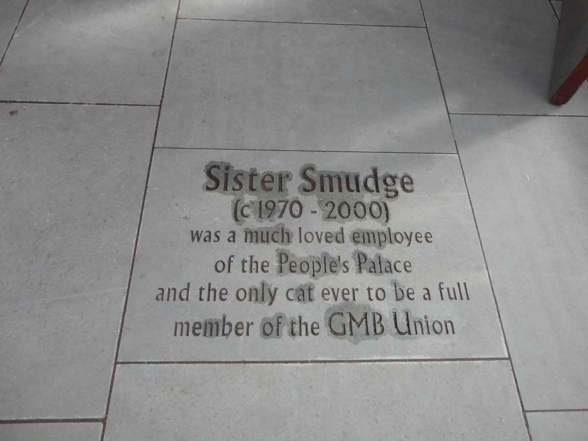 Behind the Palace are the Winter Gardens. At the side entrance shown here you can find a pavement plaque commemorating Sister Smudge, Chief Rodent Operative and the only cat to become a full member of the GMB Union! 9/25