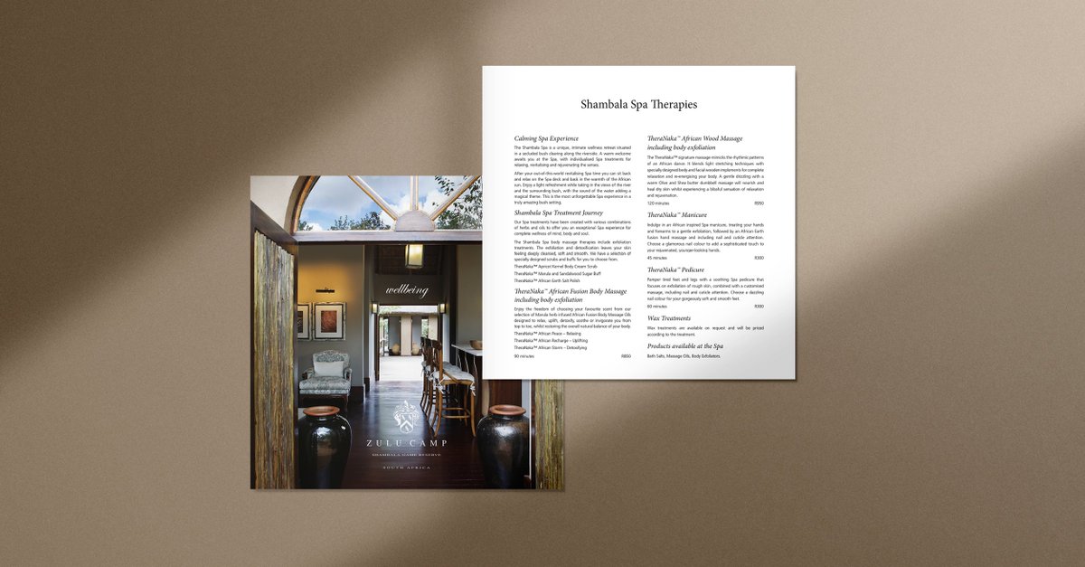 TitaniumRoom's tweet photo. We developed marketing collateral for the Shambala Spa. It transported users to this tranquil space within the African bush, having designed one of the very first brochures for the Spa.
#Shambala #Spa #Print #Design #Brochure #Branding #Stationery #SouthAfrica #TitaniumRoom https://t.co/gEvCYXUKlA