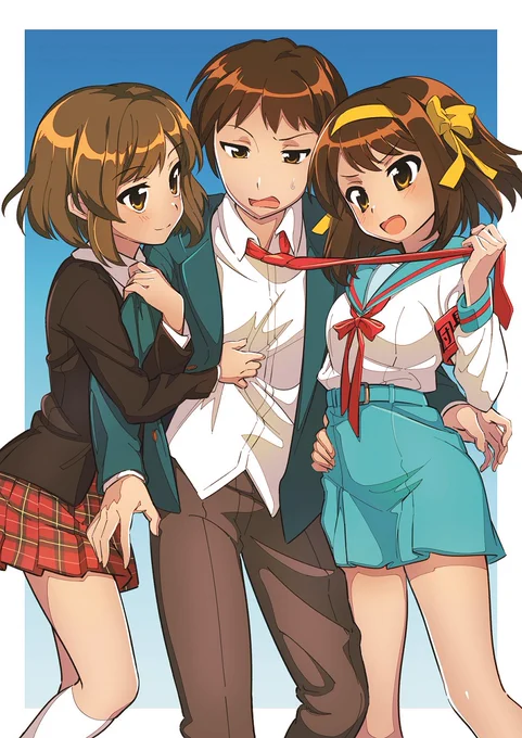 「涼宮さん、僕とキョンはこれから友情を深めに行くんだ。離してくれないかな?」
「キョン。あんたSOS団(あたし)とこの子、どっちを選ぶのかしら?」
(朝比奈さん、古泉、長門。誰でもいい助けてくれ)

#涼宮ハルヒの憂鬱
#涼宮ハルヒ #佐々木 #キョン

作画 いちみれんげ(@ichimirenge)さん 