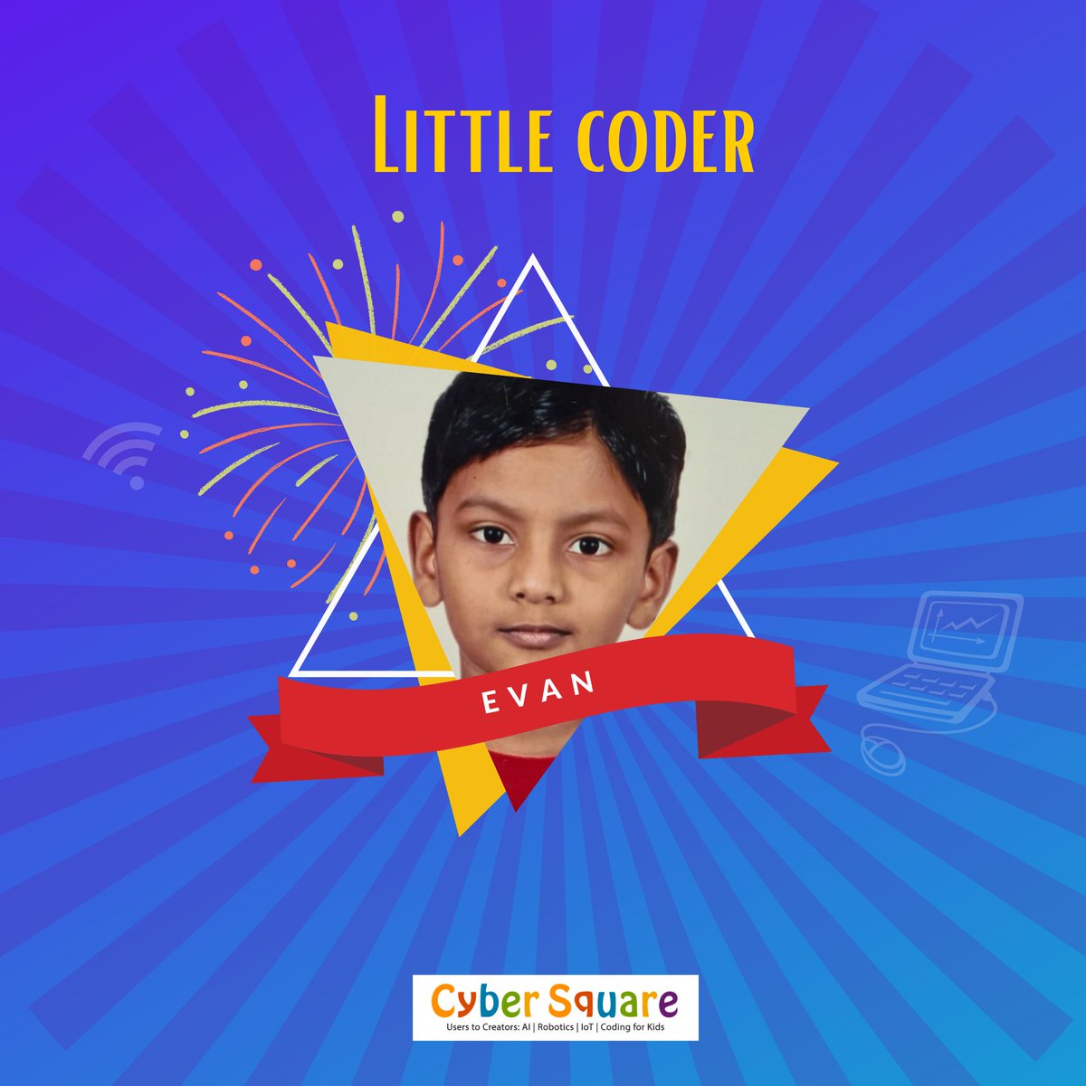 JoinCyberSquare's tweet image. Meet our #LittleCoder Evan. We Congratulates Evan for successfully completed Little Coder Course from #CyberSquare.
Book a FREE class for your kids. bit.ly/2YwcjJn
#CScoders #coding #codingforkids #kids #programming #ai #python #js #html #css #tech #robotics