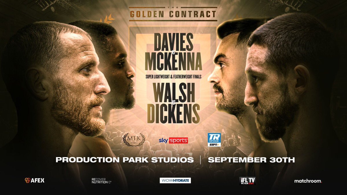 FreelanceFoz's tweet image. .@ProdParkStudios in Wakefield named as new venue for @SkySports- and @espn +-aired @mtkglobal #GoldenContract card on September 30.