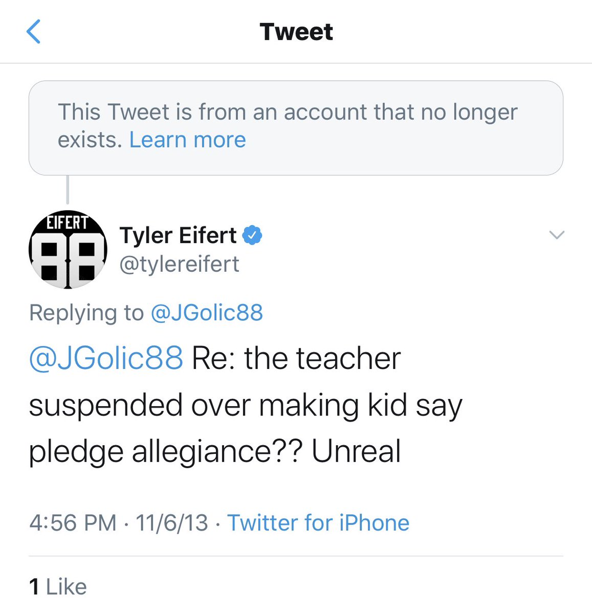 Tyler Eifert has been this way for a long time. In 2013, Eifert posted he believes teachers should force kids to say the pledge of allegiance.