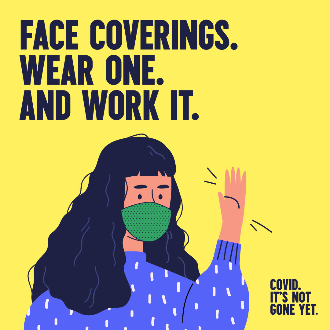 ManCityCouncil's tweet photo. We know it can be hot, itchy and sometimes just plain annoying. 

But keeping your mouth and nose covered properly when indoors in public places is helping to save lives and keep each other safe. 

So let's keep it up because Covid is #NotGoneYet https://t.co/hKUdBVnB69