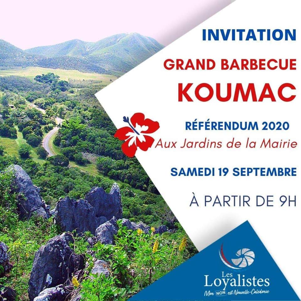Devant la réussite de nos rassemblements Loyalistes 🇫🇷 nous organisons, demain, un nouveau barbecue calédonien à Koumac 🍽️

#JevoteNon

Les informations pratiques 👇
📍 La Foa - Jardins de la Mairie
🕕 9h