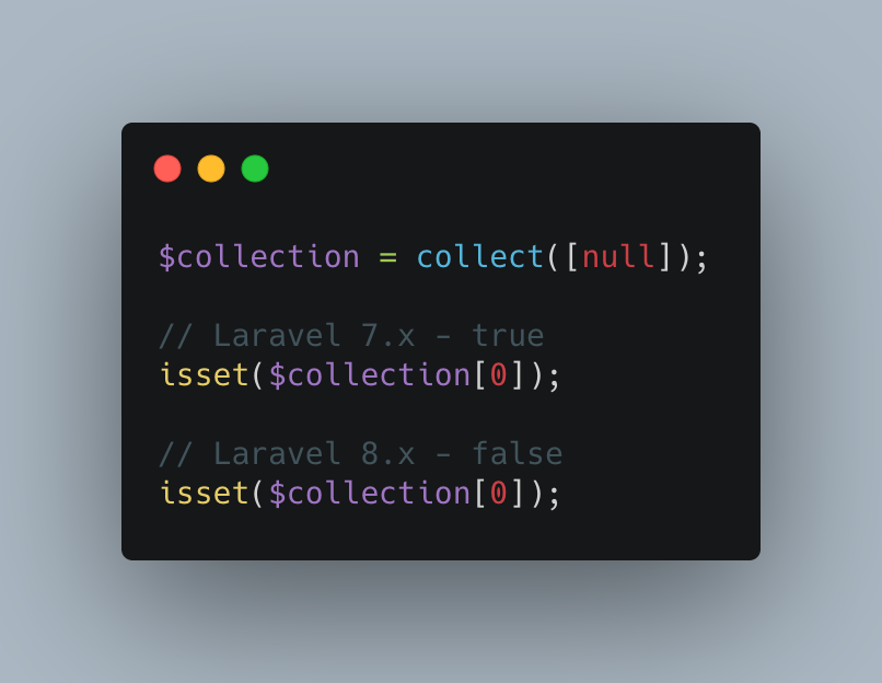 hicham720's tweet photo. Laravel 8 collections isset method https://t.co/wwsOpld6Nr