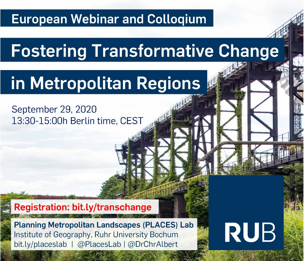 Invitation: Webinar on Fostering #TransformativeChange in #MetropolitanRegions. <a href="/IPBES/">ipbes</a> inspired keynote by @EstherTurnhout Reflections by <a href="/claudiabieling/">Claudia Bieling</a> @NoraFagerholm <a href="/DrCMRaymond/">Prof. Christopher Raymond</a> @PlieningerLab &amp; more. Sept. 29, 1.30-3pm Berlin time @PlacesLab Register: bit.ly/transchange