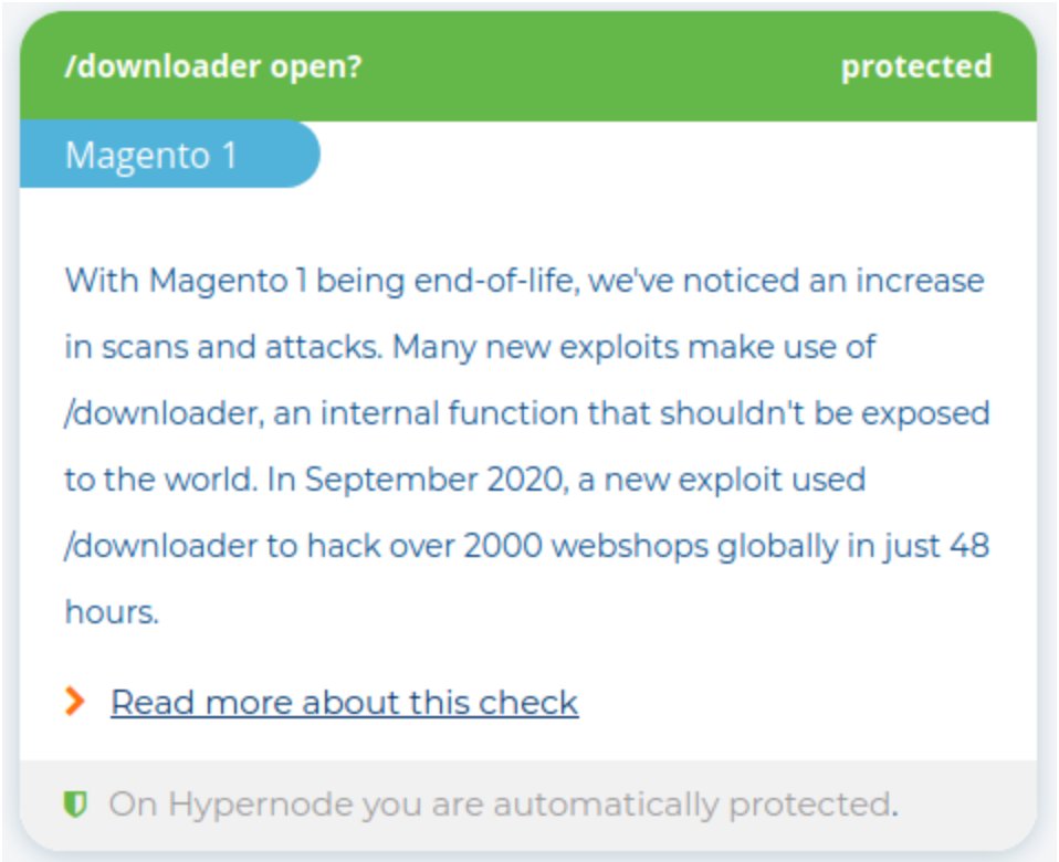 We've released a new check for #Magento1: scan your website on magereport.com to see if you are vulnerable to the 
 #0day /downloader exploit -> 
changelog.hypernode.com/changelog/mage… +0day+downloader&amp;utm_campaign=Twitter