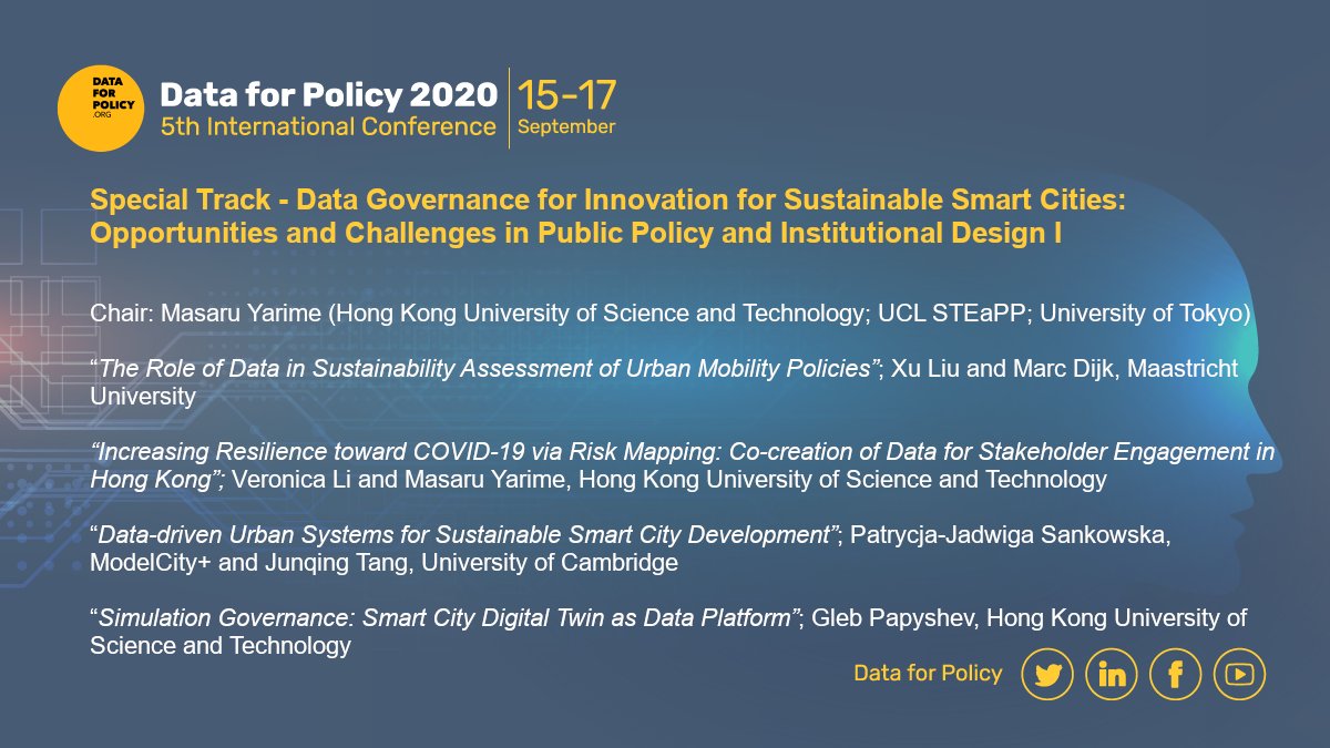dataforpolicy's tweet image. And we are live. Welcome to the second day of #DataForPolicy2020! 

We kick off the day with the session “Data Governance for #innovation for Sustainable #smartcities &quot; chaired by @yarime.