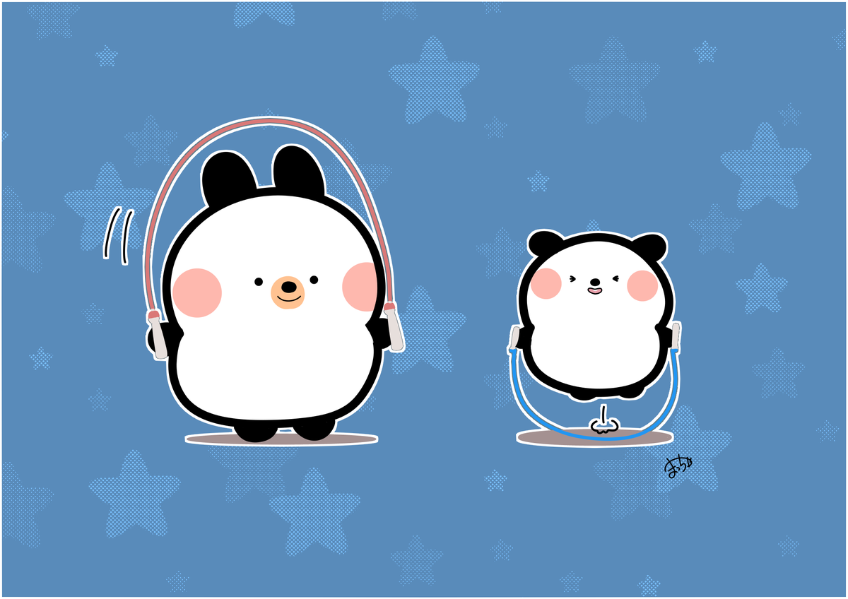 抹茶こあら なわとびピョーン お絵描き ゆるいイラスト イラスト Illustrations