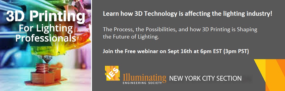 Find out how 3D technology is affecting the Lighting Industry: The process, the possibilities, and how 3D Printing is shaping the future of light: Join the IESNYC 3D Printing Event today! 3dprinting.lighting/event/iesnyc-3… <a href="/the_iesnyc/">IESNYC</a> #Webinar #Lighting #AM #3DPrinting